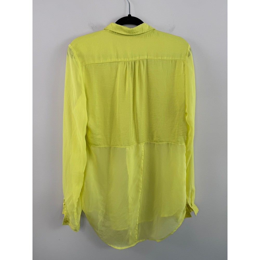 Free People "Best of Both Worlds" Blouse Yellow M Sheer High Low Asymmetrical - Picture 4 of 6